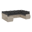 Afuera Living Contemporary 9 Piece Poly Rattan Sofa Set in Gray