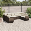 Afuera Living Contemporary 9 Piece Poly Rattan Small Sofa Set in Brown