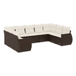 Afuera Living Contemporary 9 Piece Poly Rattan Small Sofa Set in Brown