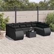 Afuera Living Contemporary 10 Piece Poly Rattan Small Sofa Set in Black