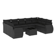 Afuera Living Contemporary 10 Piece Poly Rattan Small Sofa Set in Black