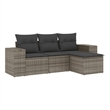 Afuera Living Contemporary 4 Piece Poly Rattan Sofa Set in Gray