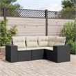 Afuera Living Contemporary 4 Piece Poly Rattan Medium Sofa Set in Black