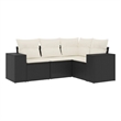 Afuera Living Contemporary 4 Piece Poly Rattan Medium Sofa Set in Black