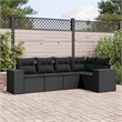 Afuera Living Contemporary 5 Piece Poly Rattan Small Sofa Set in Black