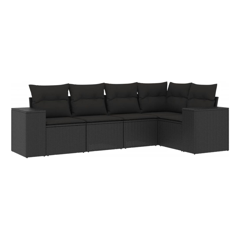 Afuera Living Contemporary 5 Piece Poly Rattan Small Sofa Set in Black