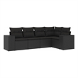 Afuera Living Contemporary 5 Piece Poly Rattan Small Sofa Set in Black