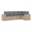 Afuera Living 5 Piece Poly Rattan Small Sofa Set in Gray/Beige
