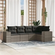 Afuera Living Contemporary 5 Piece Poly Rattan Sofa Set in Gray