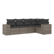 Afuera Living Contemporary 5 Piece Poly Rattan Sofa Set in Gray