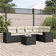 Afuera Living Contemporary 6 Piece Poly Rattan Sofa Set in Black/Cream