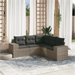 Afuera Living Contemporary 5 Piece Poly Rattan Sofa Set in Gray