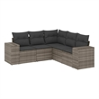 Afuera Living Contemporary 5 Piece Poly Rattan Sofa Set in Gray