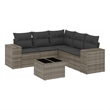 Afuera Living Contemporary 6 Piece Poly Rattan Sofa Set in Gray
