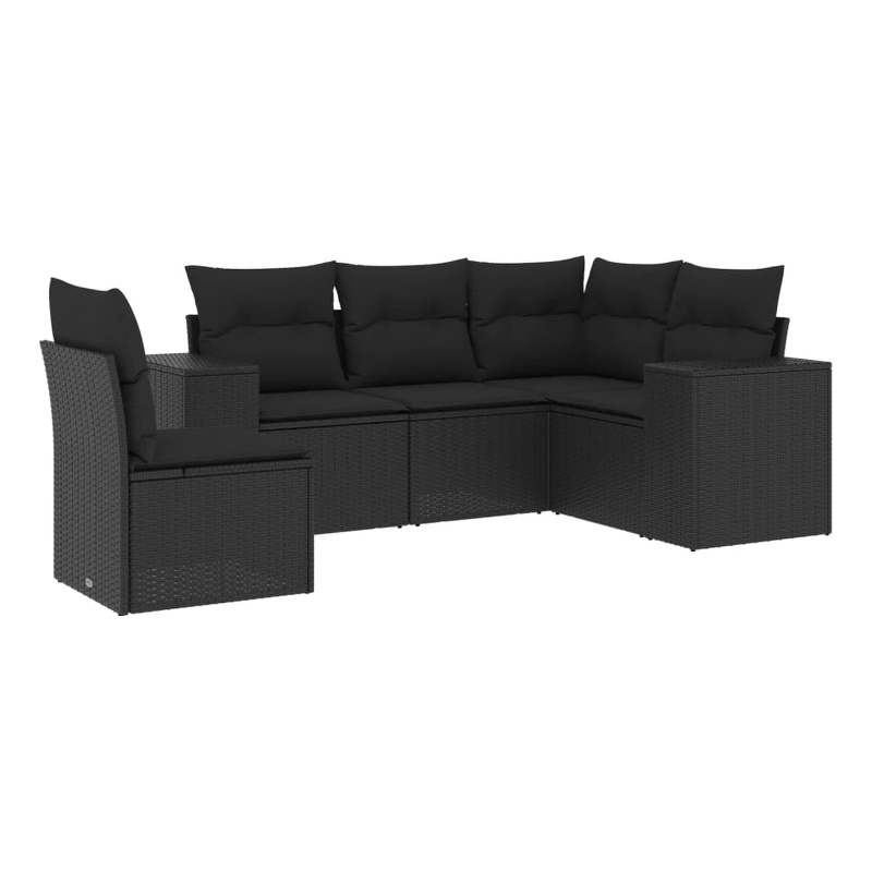 Afuera Living Contemporary 5 Piece Poly Rattan Sofa Set in Black