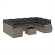 Afuera Living Contemporary 10 Piece Poly Rattan Sofa Set in Gray