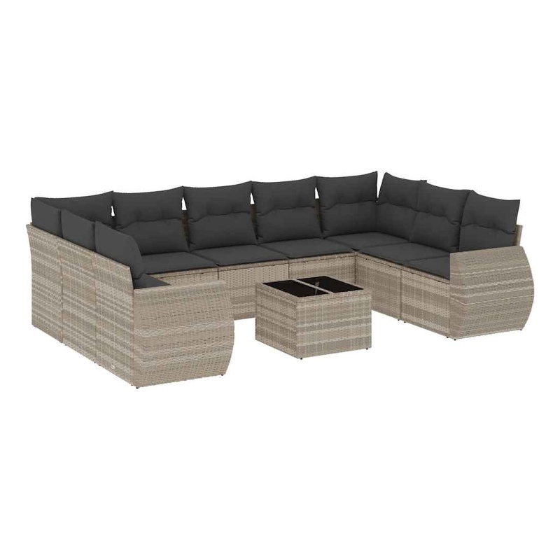 Afuera Living Contemporary Poly Rattan Large Sofa Set in Gray