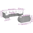 Afuera Living Contemporary Synthetic Poly Rattan 9 Piece  Sofa Set in Black