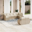 Afuera Living Contemporary Synthetic Poly Rattan 9 Piece  Sofa Set in Beige