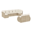 Afuera Living Contemporary Synthetic Poly Rattan 9 Piece  Sofa Set in Beige
