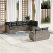 Afuera Living Contemporary Synthetic Poly Rattan 9 Piece Medium Sofa Set in Gray