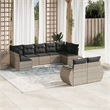 Afuera Living Contemporary 9 Piece Poly Rattan Sofa Set in Gray