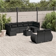 Afuera Living Contemporary 10 Piece Poly Rattan Large Sofa Set in Black