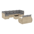 Afuera Living Contemporary Synthetic Poly Rattan 10 Piece Sofa Set in Beige
