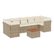 Afuera Living Contemporary Synthetic Poly Rattan 8 Piece  Sofa Set in Beige