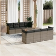 Afuera Living Contemporary 9 Piece Poly Rattan Sofa Set in Gray