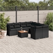 Afuera Living Contemporary 9 Piece Poly Rattan Sofa Set in Black
