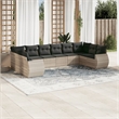 Afuera Living Contemporary 10 Piece Poly Rattan Large Sofa Set in Gray