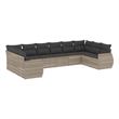 Afuera Living Contemporary 10 Piece Poly Rattan Large Sofa Set in Gray