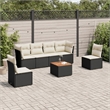 Afuera Living Contemporary 7 Piece Poly Rattan Sofa Set in Black/Cream