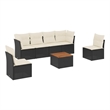 Afuera Living Contemporary 7 Piece Poly Rattan Sofa Set in Black/Cream