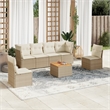 Afuera Living Contemporary 7 Piece Poly Rattan Sofa Set in Beige