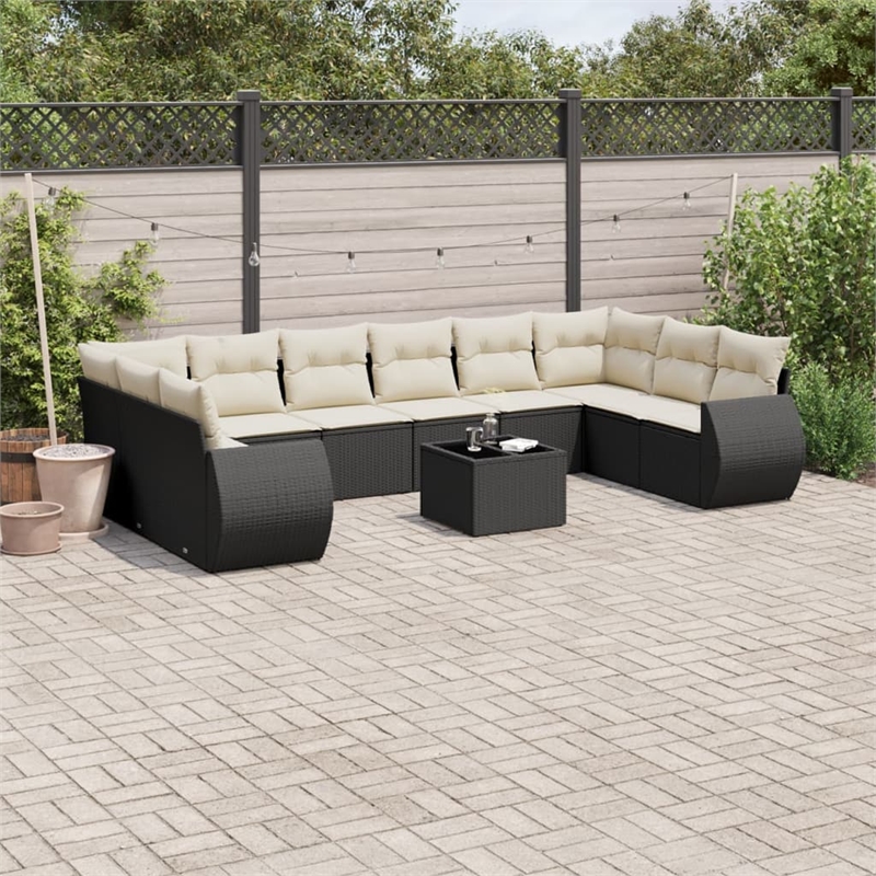 Afuera Living Contemporary 11 Piece Poly Rattan Sofa Set in Black