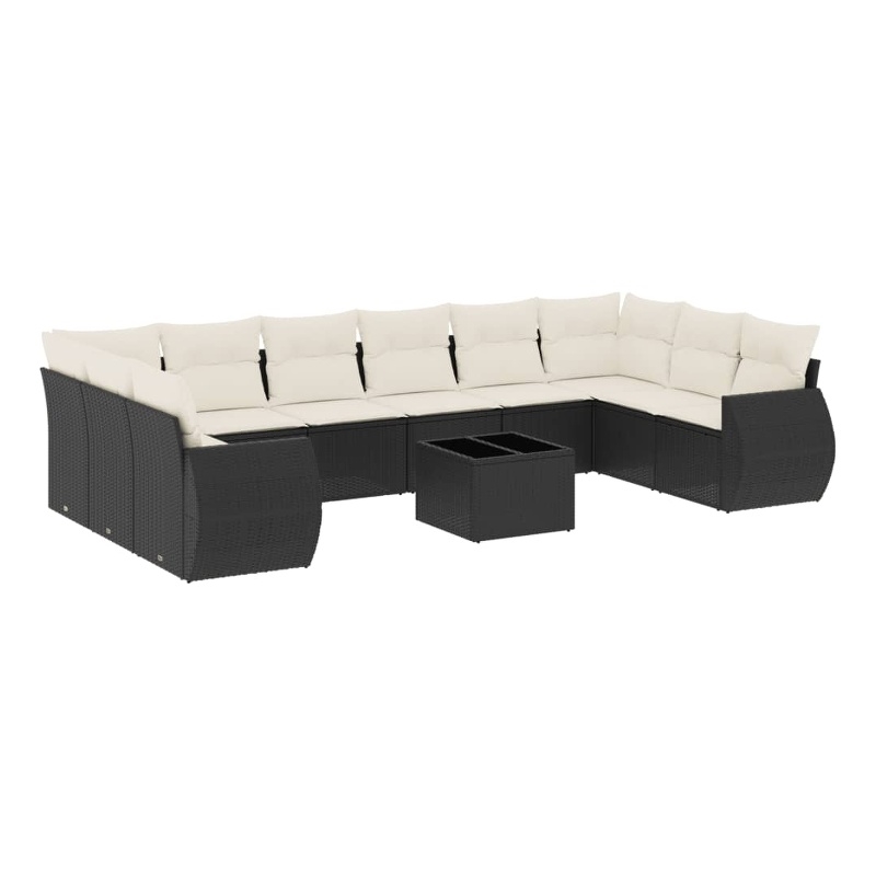Afuera Living Contemporary 11 Piece Poly Rattan Sofa Set in Black