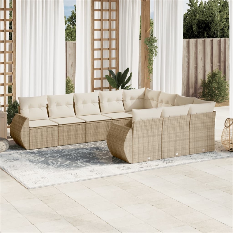 Afuera Living Contemporary Poly Rattan Large Sofa Set in Beige