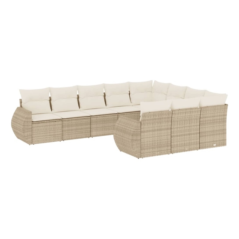 Afuera Living Contemporary Poly Rattan Large Sofa Set in Beige