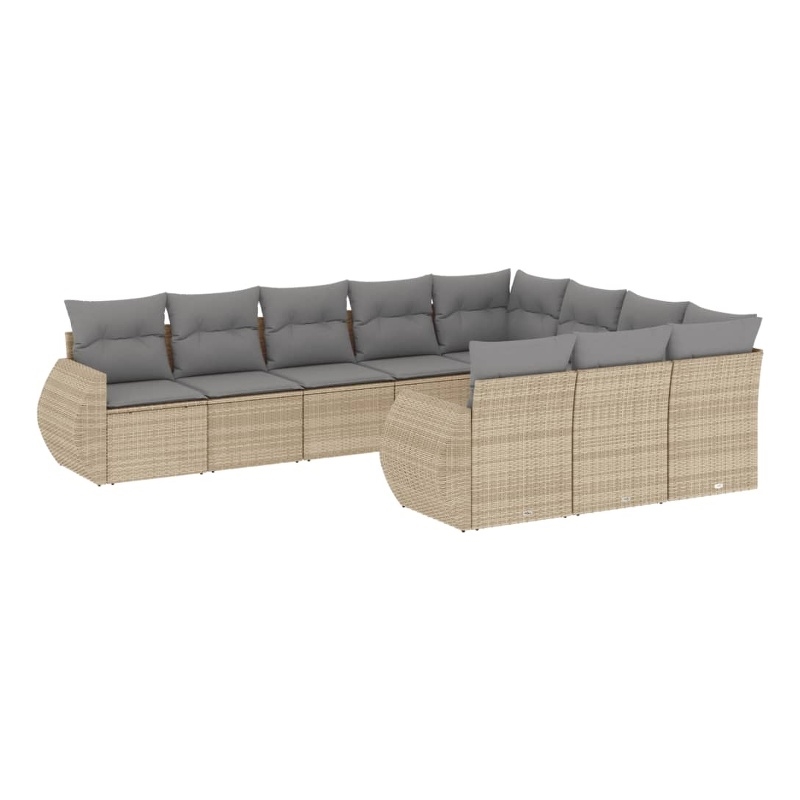 Afuera Living 10 Piece Poly Rattan Small Sofa Set in Gray/Beige