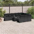 Afuera Living Contemporary 11 Piece Poly Rattan Small Sofa Set in Black