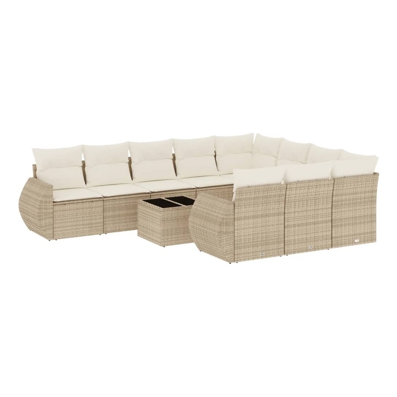 Afuera Living Contemporary Synthetic Poly Rattan Garden Sofa Set in Beige