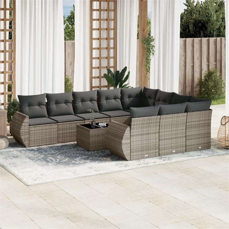 Afuera Living Contemporary Synthetic Poly Rattan Sofa Set in Gray