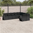 Afuera Living Contemporary 9 Piece Poly Rattan Large Sofa Set in Black