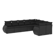 Afuera Living Contemporary 9 Piece Poly Rattan Large Sofa Set in Black