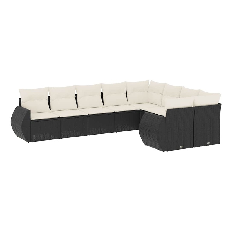 Afuera Living Contemporary 9 Piece Poly Rattan Sofa Set in Black/Cream