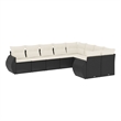 Afuera Living Contemporary 9 Piece Poly Rattan Sofa Set in Black/Cream