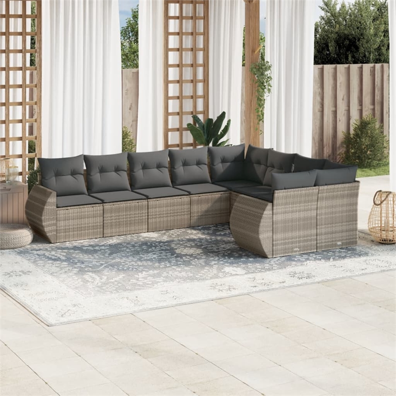 Afuera Living Contemporary Synthetic Poly Rattan Sofa Set in Gray