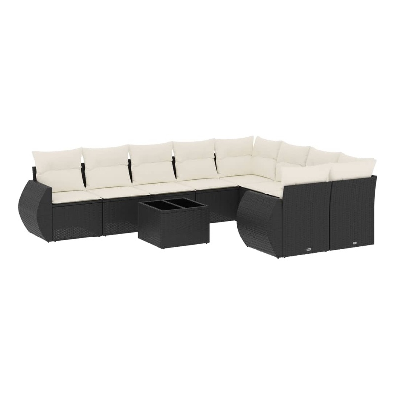 Afuera Living Contemporary Poly Rattan Sofa Set in Black/Cream